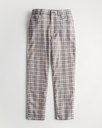 Women's Ultra HighRise Plaid Mom Pants Women's Clearance