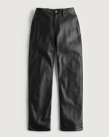 Women's High-Rise Vegan Leather Dad Pants