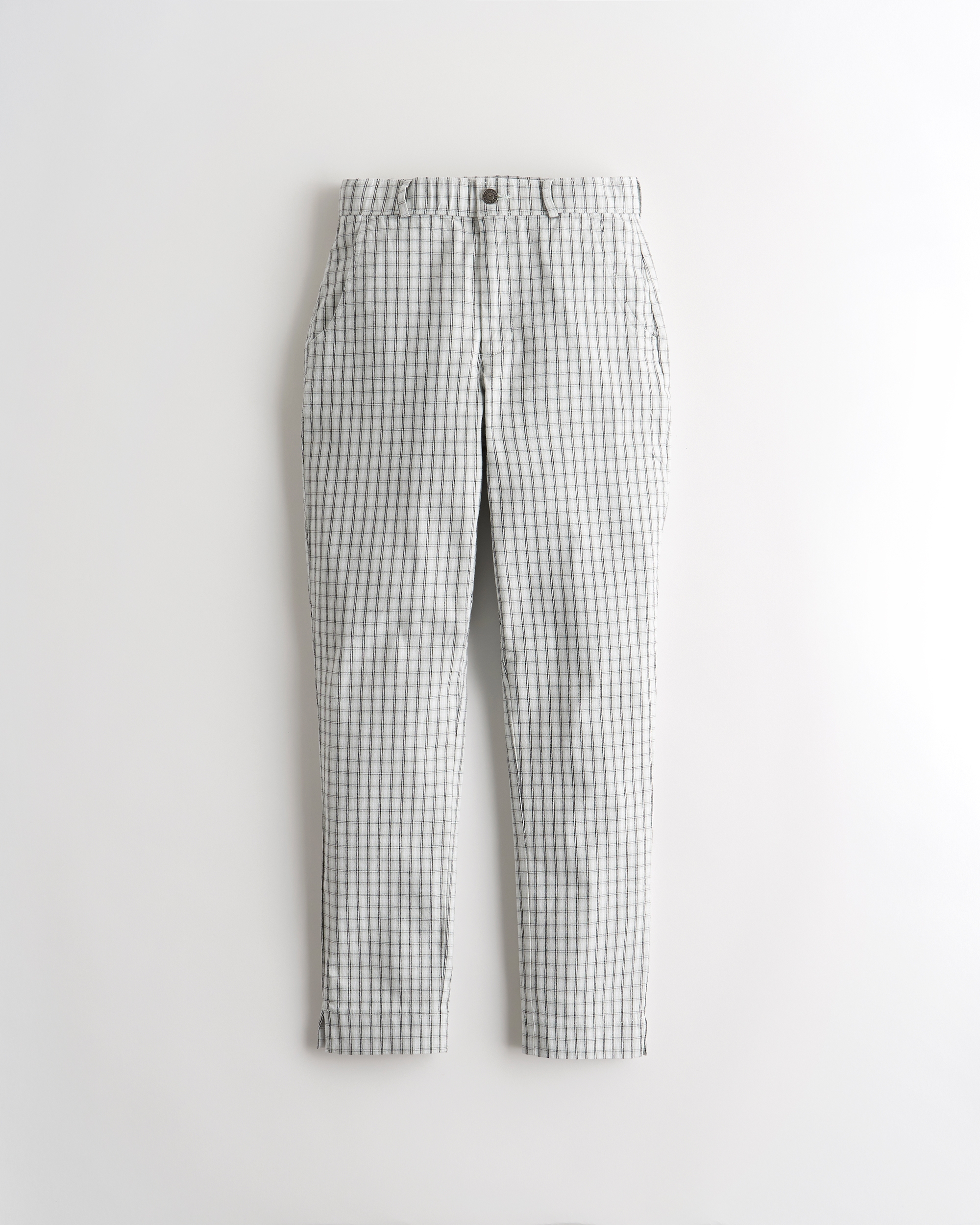 tapered plaid trousers