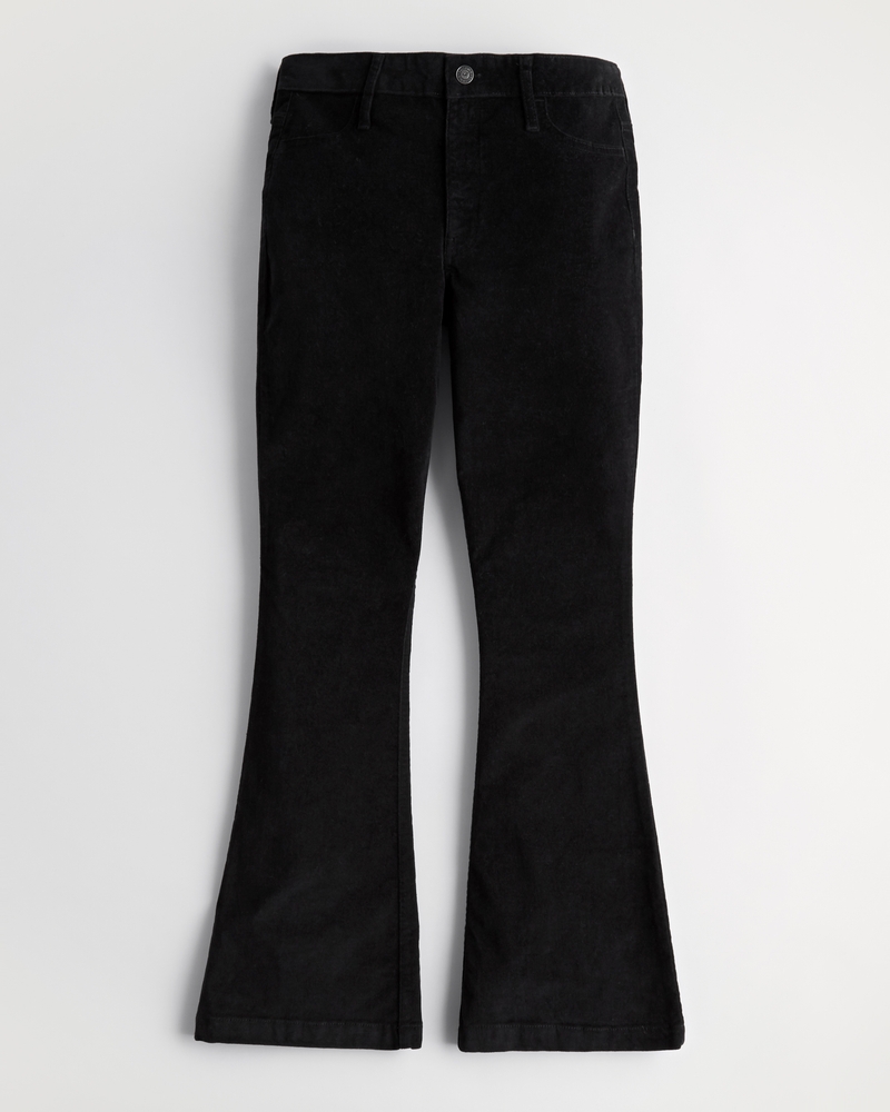 Amani High Rise Velvet Flare Pants - Burgundy