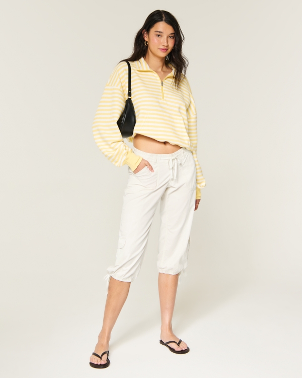 Ultra Low-Rise Baggy Capri Pants, White view 1