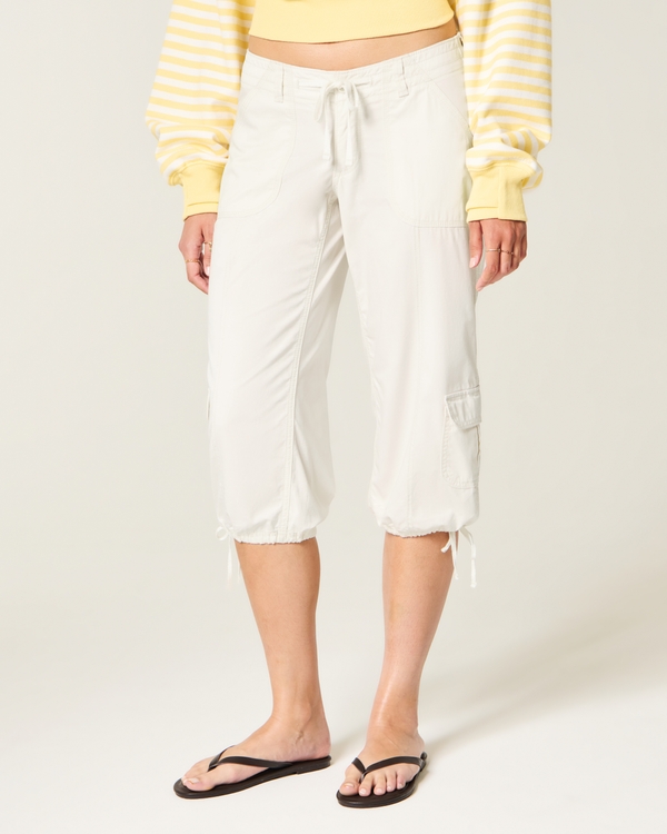 Ultra Low-Rise Baggy Capri Pants, White view 2