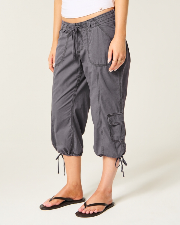 Ultra Low-Rise Baggy Capri Pants, Dark Grey view 2