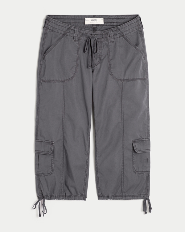 Ultra Low-Rise Baggy Capri Pants, Dark Grey view 1