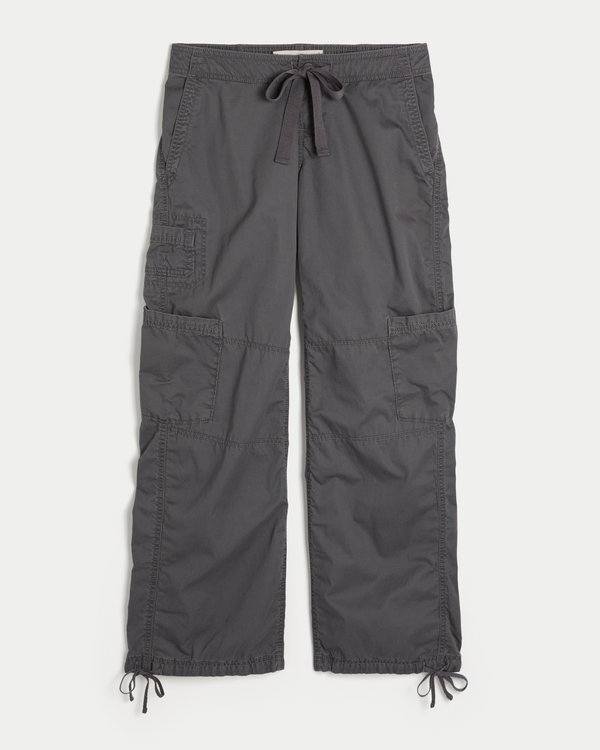 Ultra Low-Rise Baggy Tie Waist Utility Pants, Dark Gray view 1