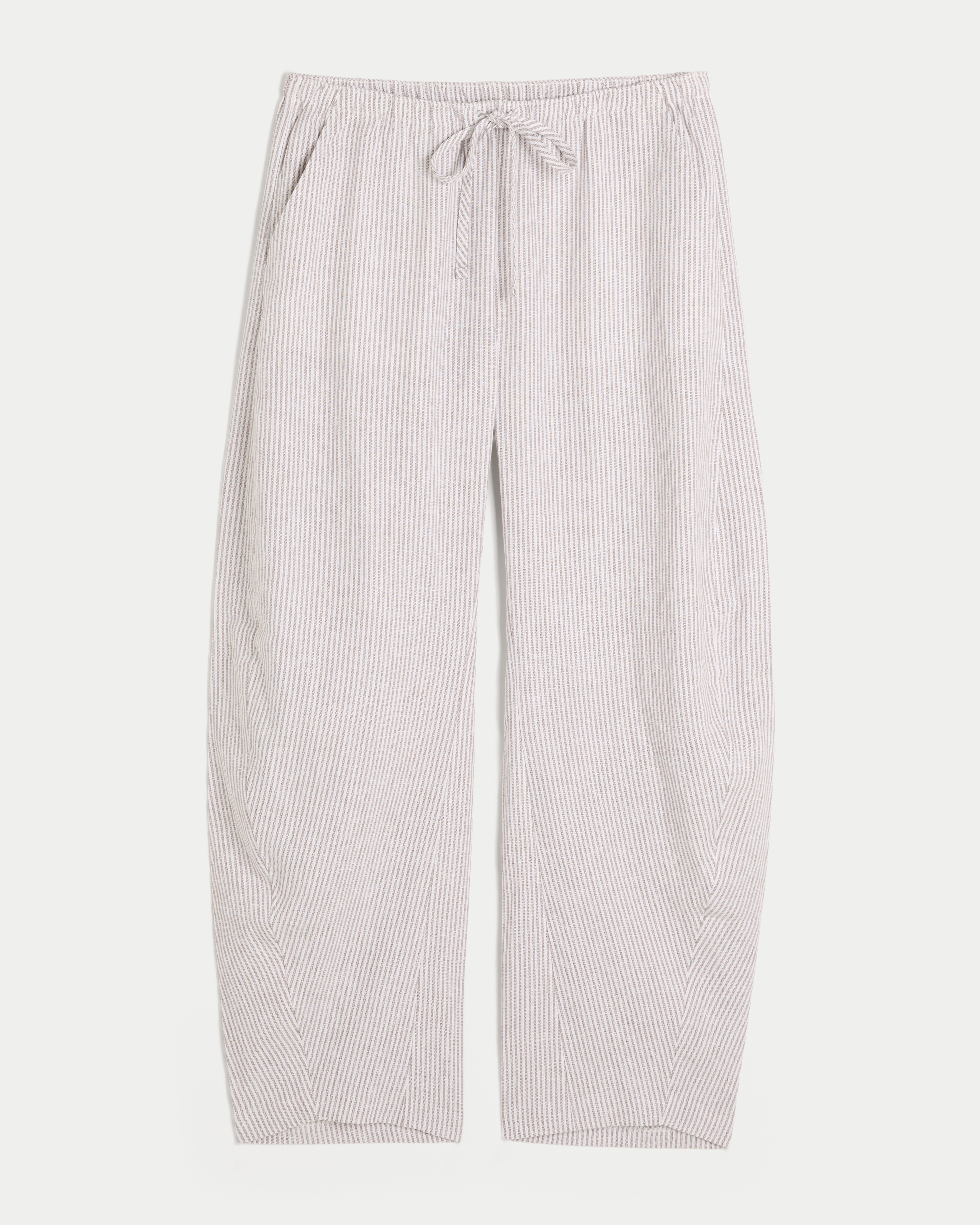 Low-Rise Linen-Bend Barrel Pull-On Pants