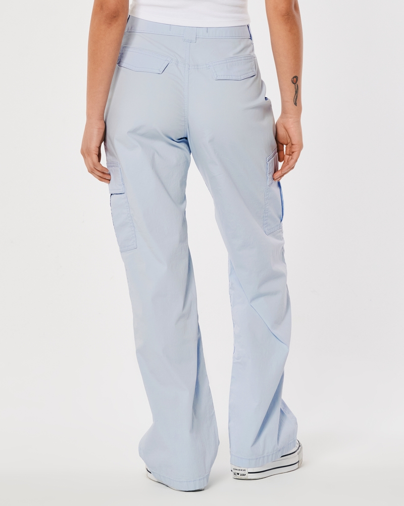 Hollister Adjustable Rise Drawstring Baggy Cargo Pants in Blue