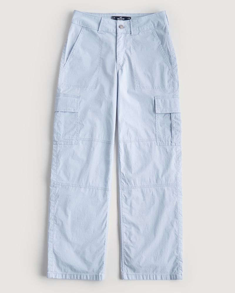 Women's HighRise Poplin Baggy Cargo Pants Women's Bottoms