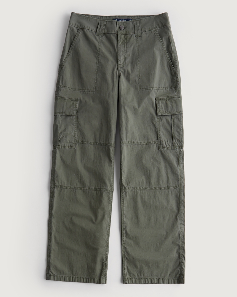 Women's HighRise Poplin Baggy Cargo Pants Women's Bottoms