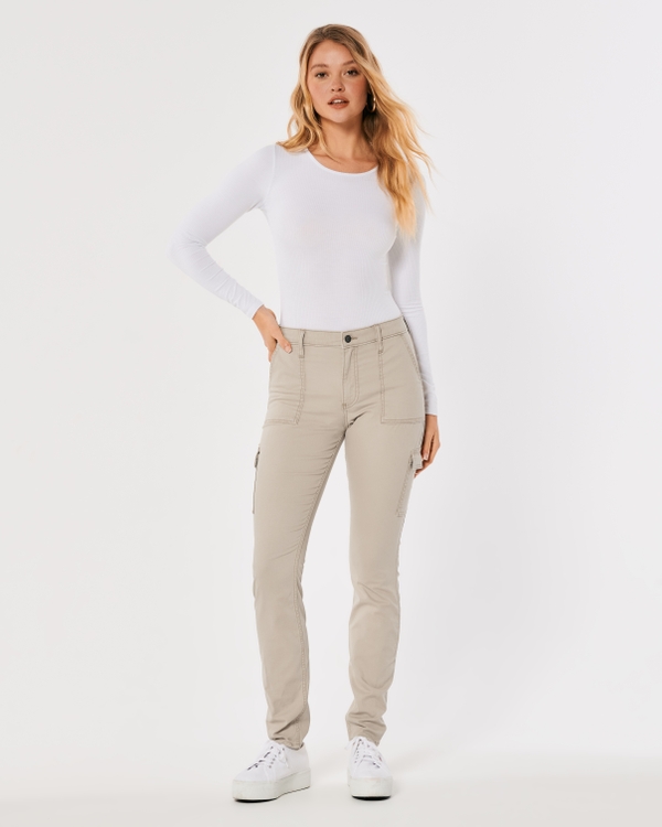 High-Rise Super Skinny Cargo Pants, Light Brown view 2