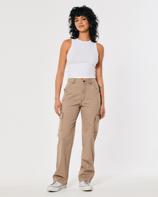 Ultra High-Rise Cargo Dad Pants, Light Brown view 1