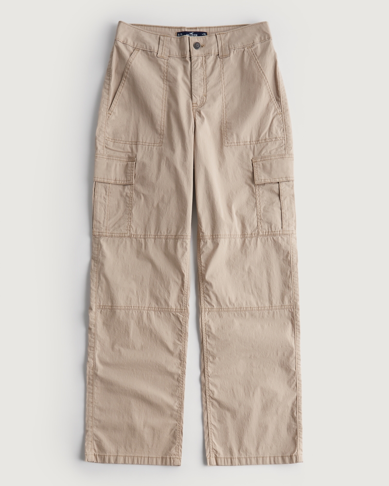 Women's High-Rise Poplin Baggy Cargo Pants