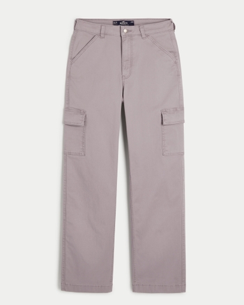 Women s Ultra High Rise Twill Cargo Dad Pants Hollister