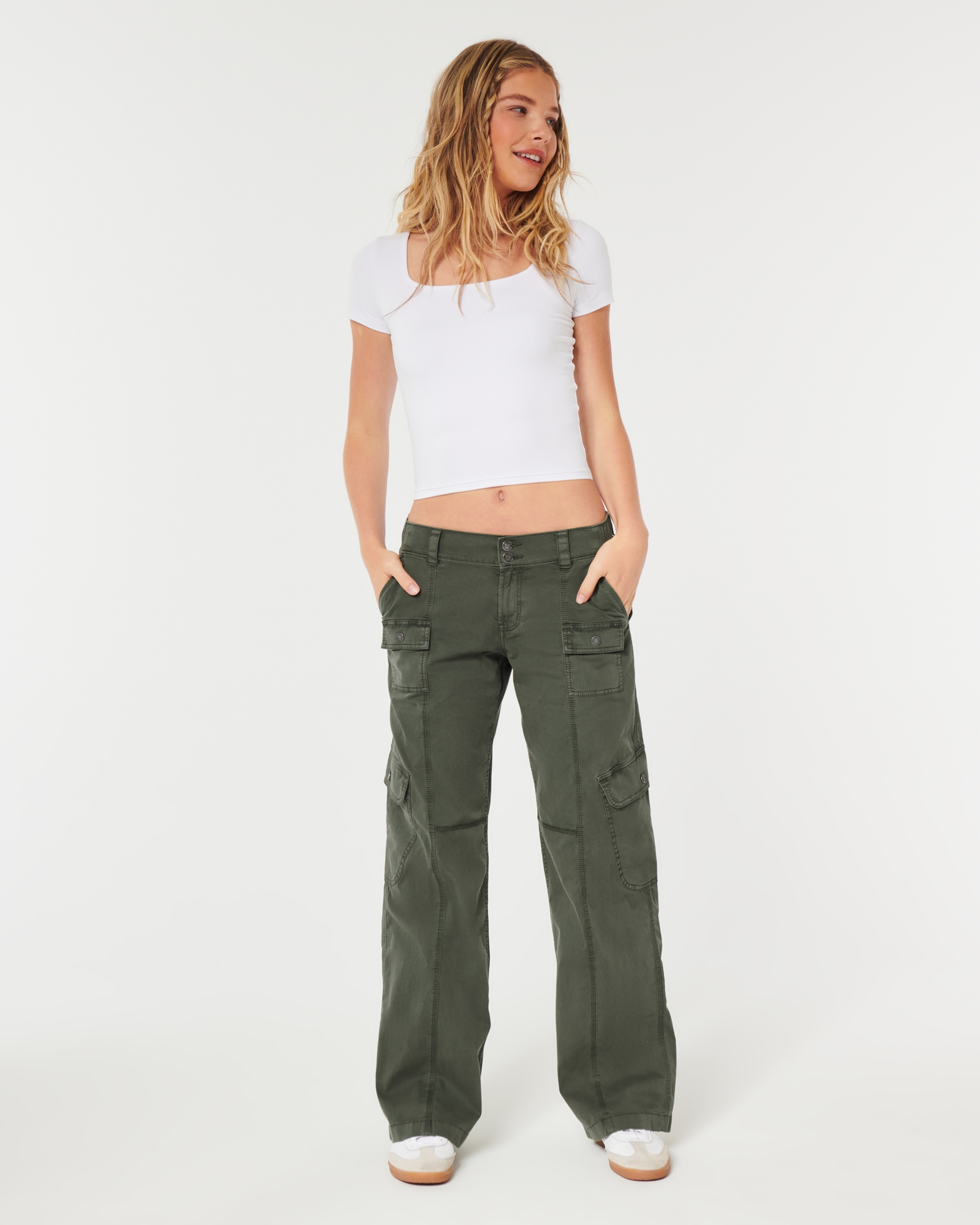 Women's Low-Rise Baggy Cargo Pants, Women's