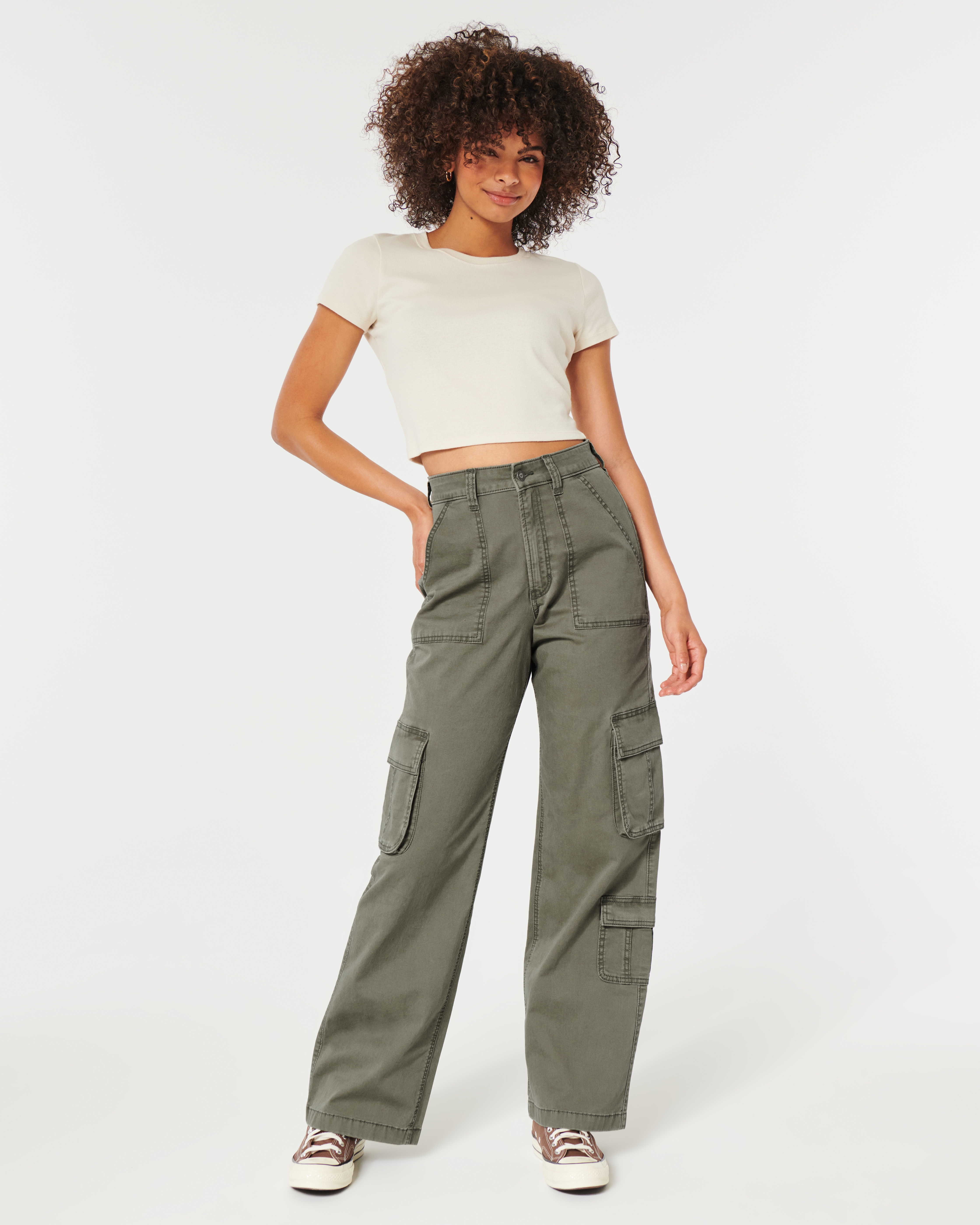 Women s Ultra High Rise Baggy 3 Pocket Cargo Pants Women s