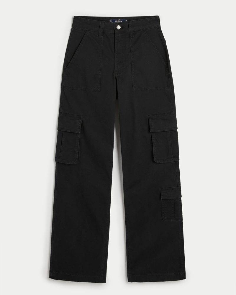 JEAAMKSSER Womens High Waisted Black Cargo Pants with Pockets