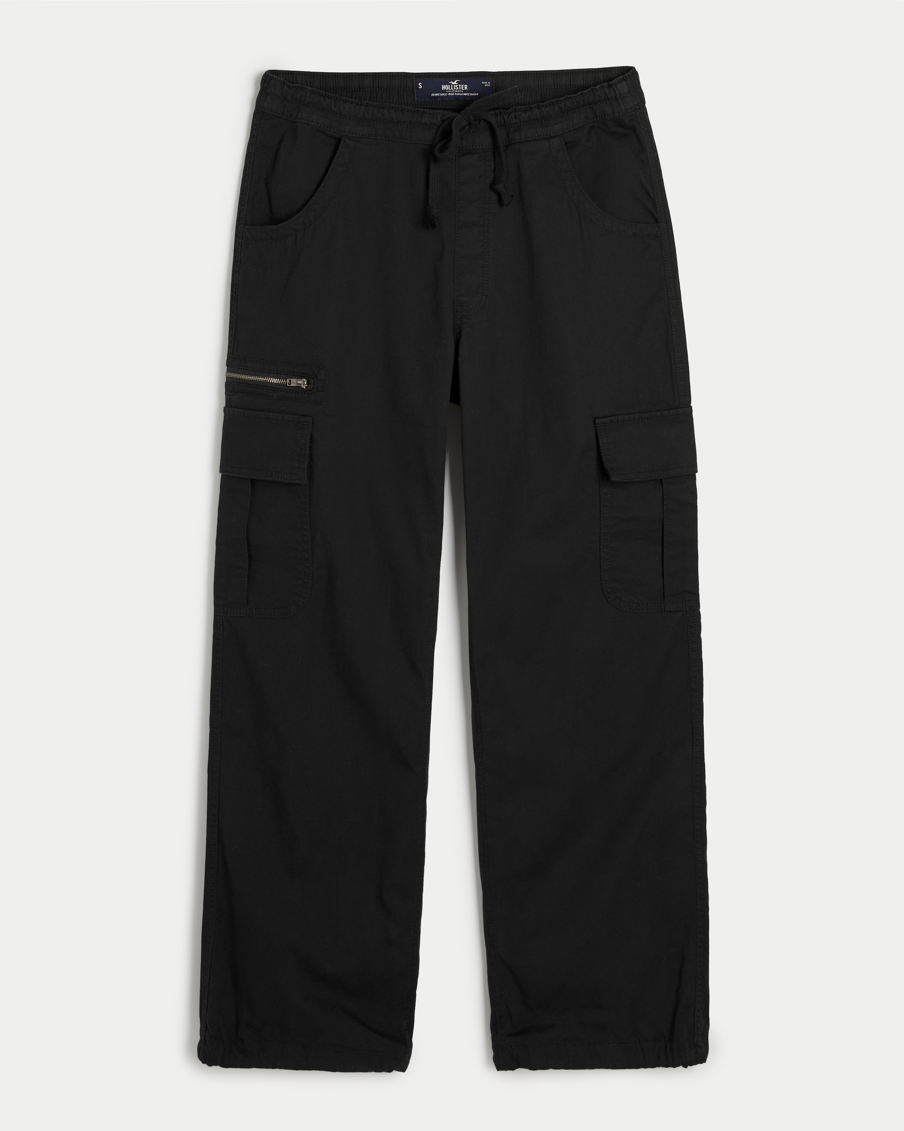 Women's Adjustable Rise Poplin Baggy Cargo Pants