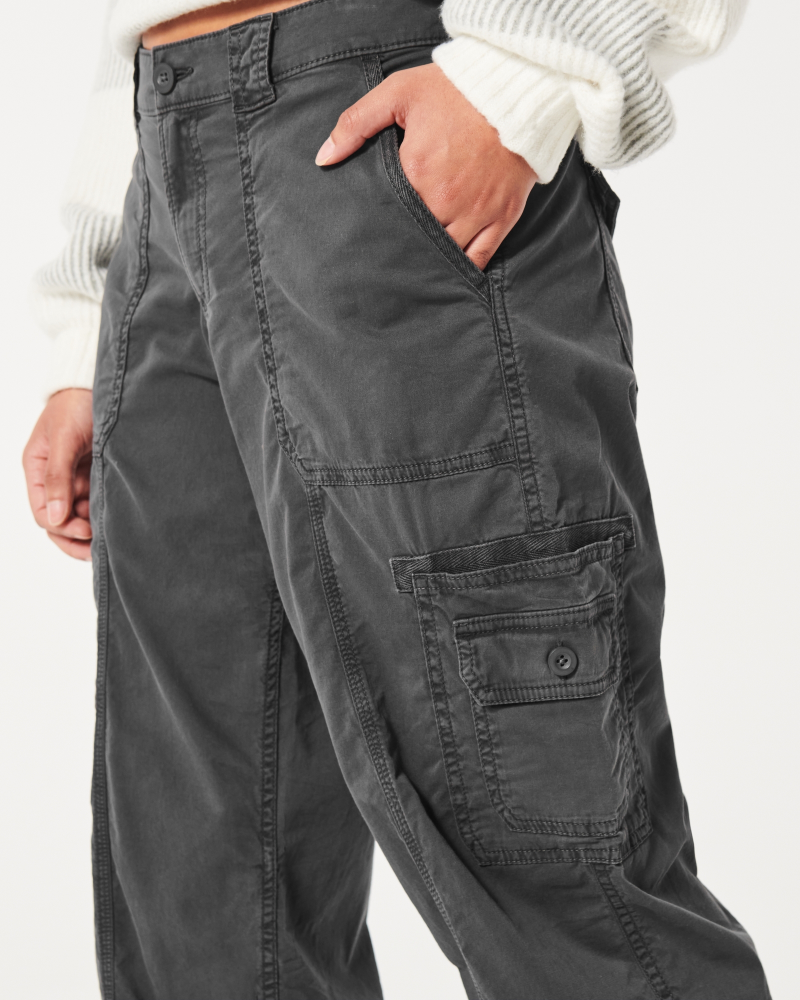 Cargo Pants Women Oversized Boyfriend Gray Low Waist Loose Baggy Jeans -   Canada
