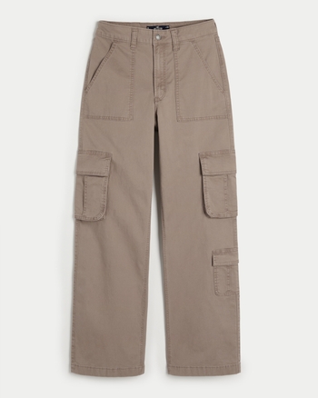 Loszittende Y2K broek hoge taille met meerdere zakken ontspannen pasvorm baggy cargo broek vrouwen baggy overalls effen rechte been casual werkbroek vrouwen uitgaan broek parachute, Blauw, L