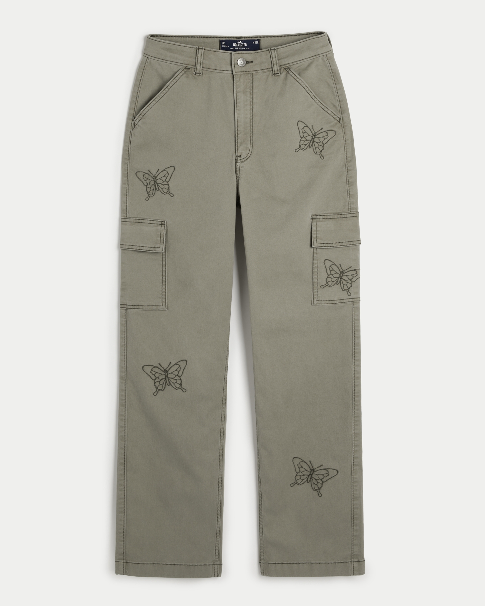 Women's Ultra High-Rise Butterfly Pattern Cargo Dad Pants