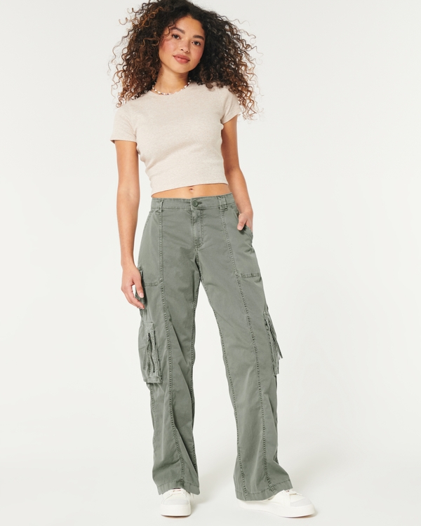 Cargo Pants Women Low Waisted Baggy Wide Leg Straight Elastic Trousers Loose  Jogger Teen Girls Classic Plus Size Alt Cargos Clothes Parachute Pants Flap  Pocket Beige at  Women's Clothing store