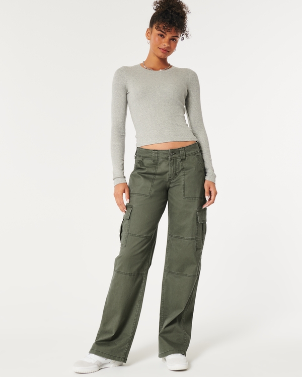 Hollister Womens 3 High Rise Super Skinny Cargo Pants Gray 