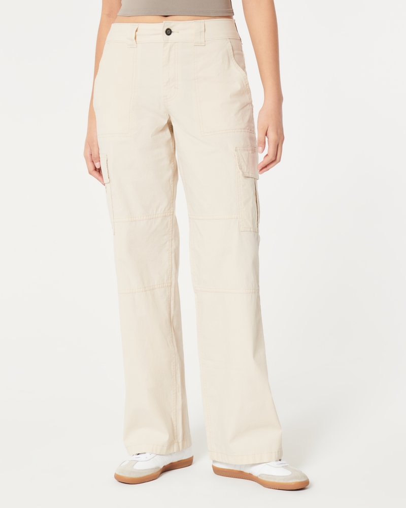 Women's High-Rise Poplin Baggy Cargo Pants