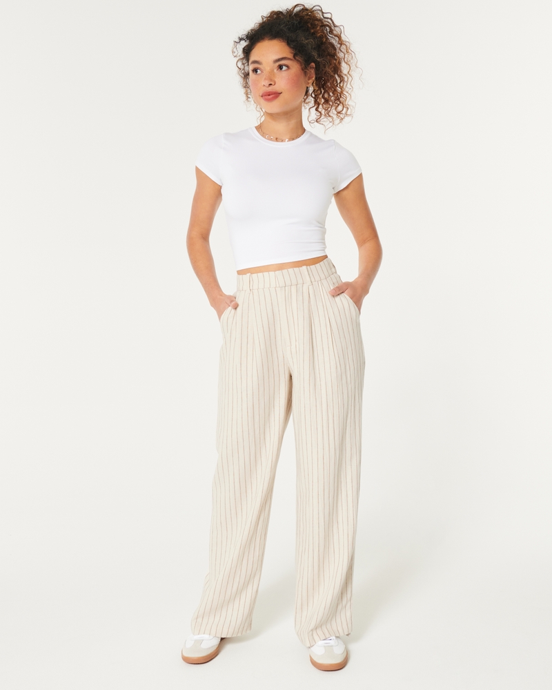 Hollister Livvy Ultra High-Rise Linen-Blend Wide-Leg Pants