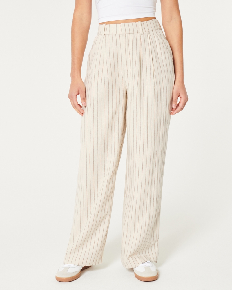 Hollister Livvy Ultra High-Rise Linen-Blend Wide-Leg Pants