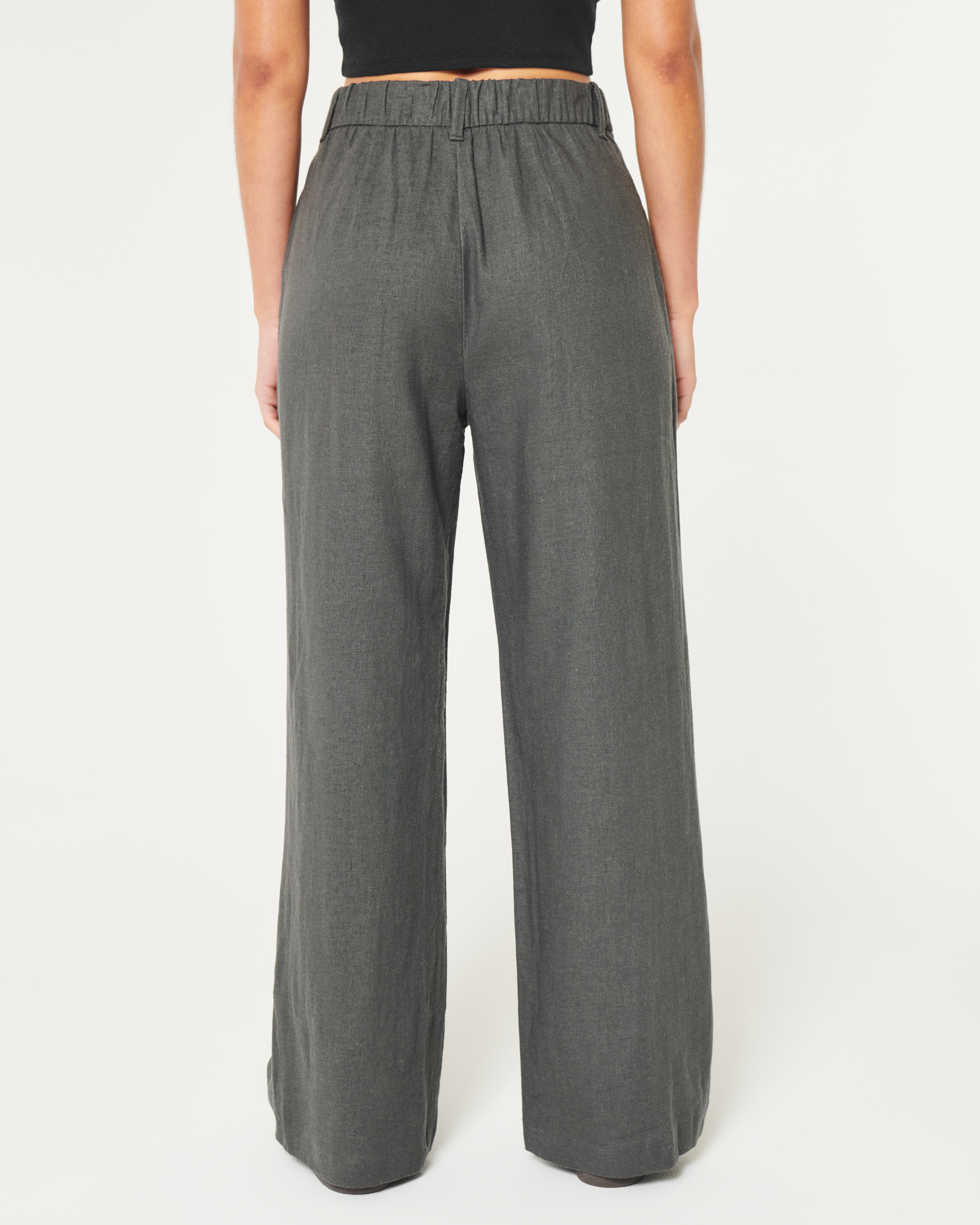 Hollister Livvy Ultra High-Rise Linen Blend Wide-Leg Pants