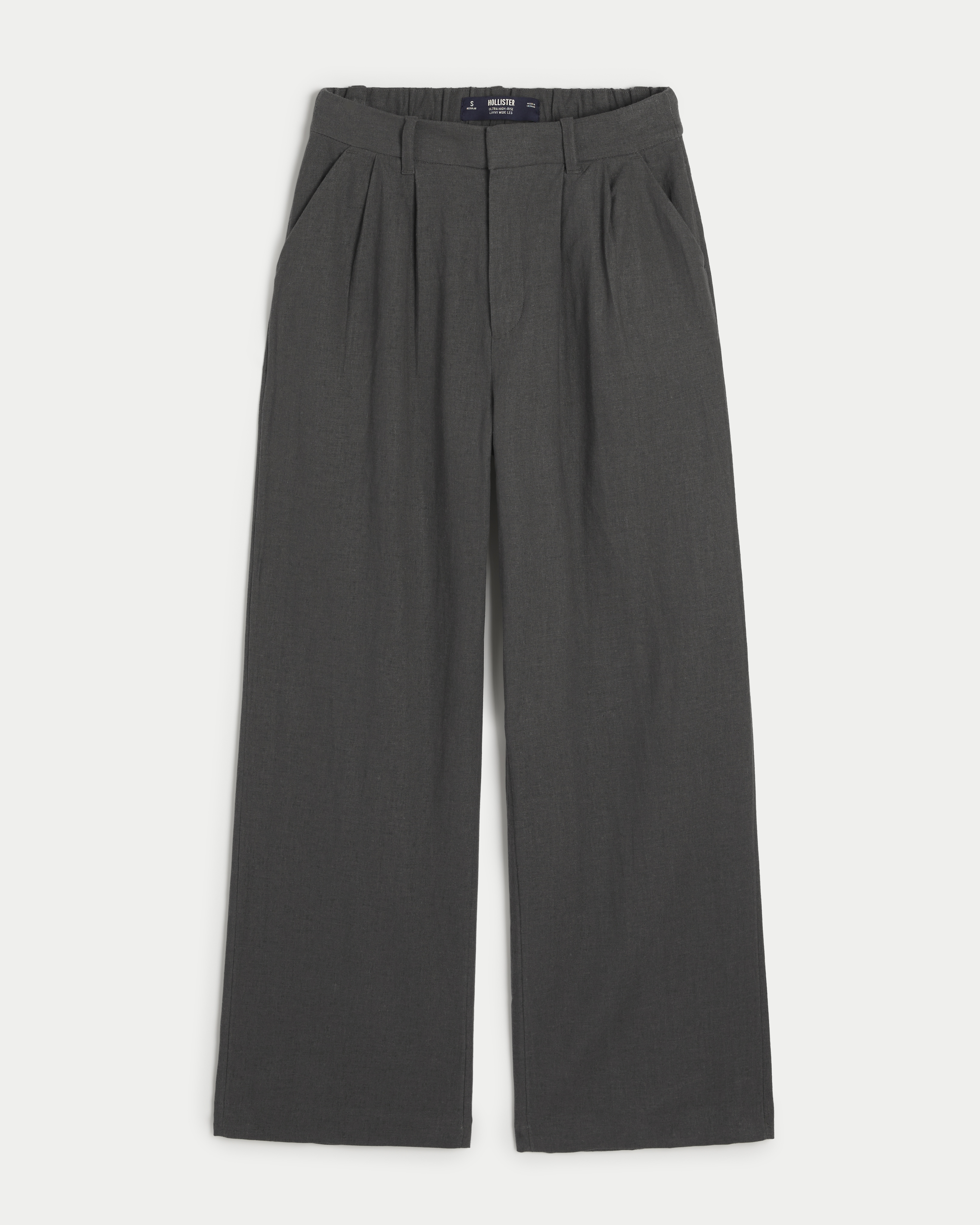 Hollister Livvy Ultra High-Rise Linen-Blend Wide-Leg Pants