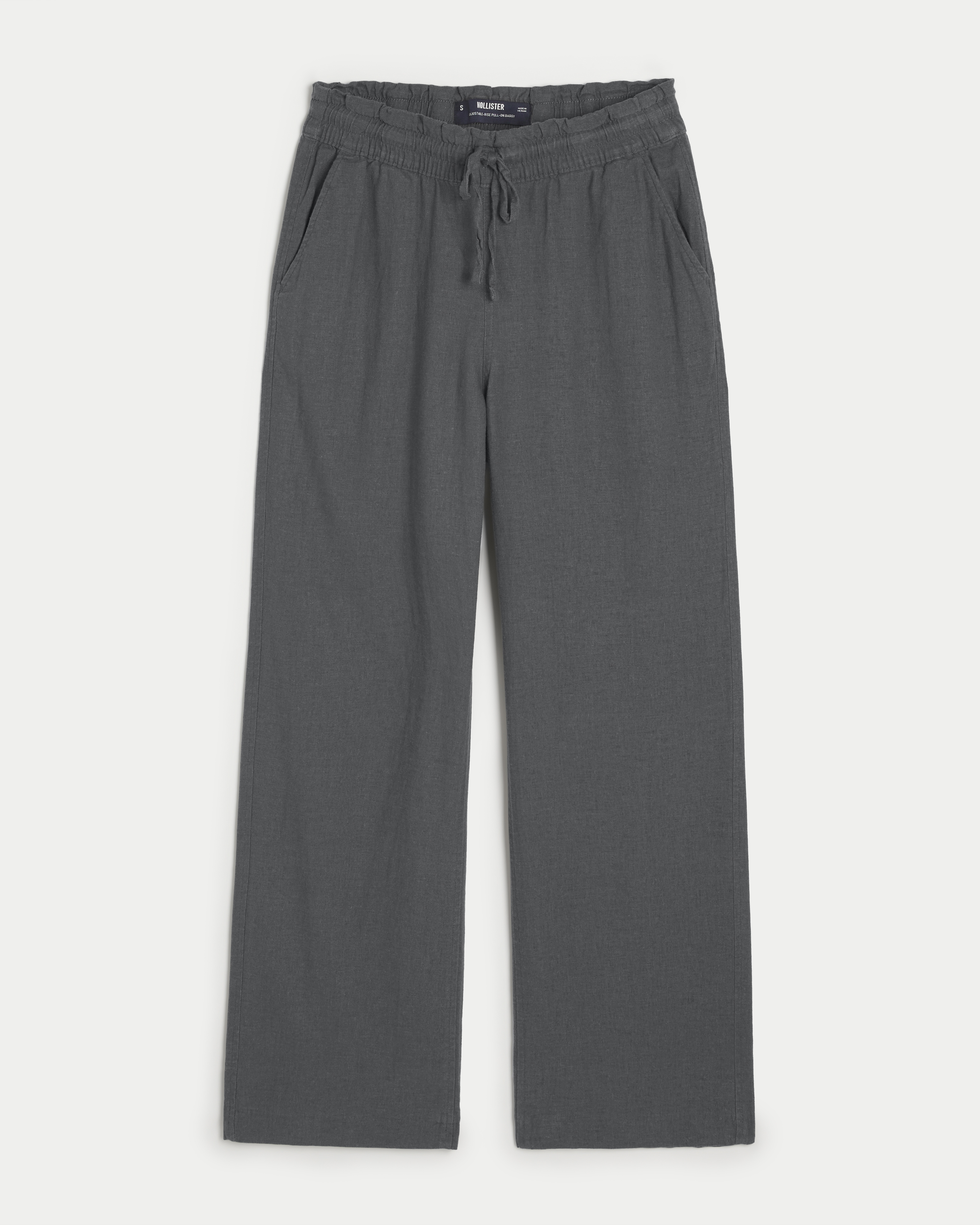 Adjustable Rise Pull-On Linen Blend Baggy Pants