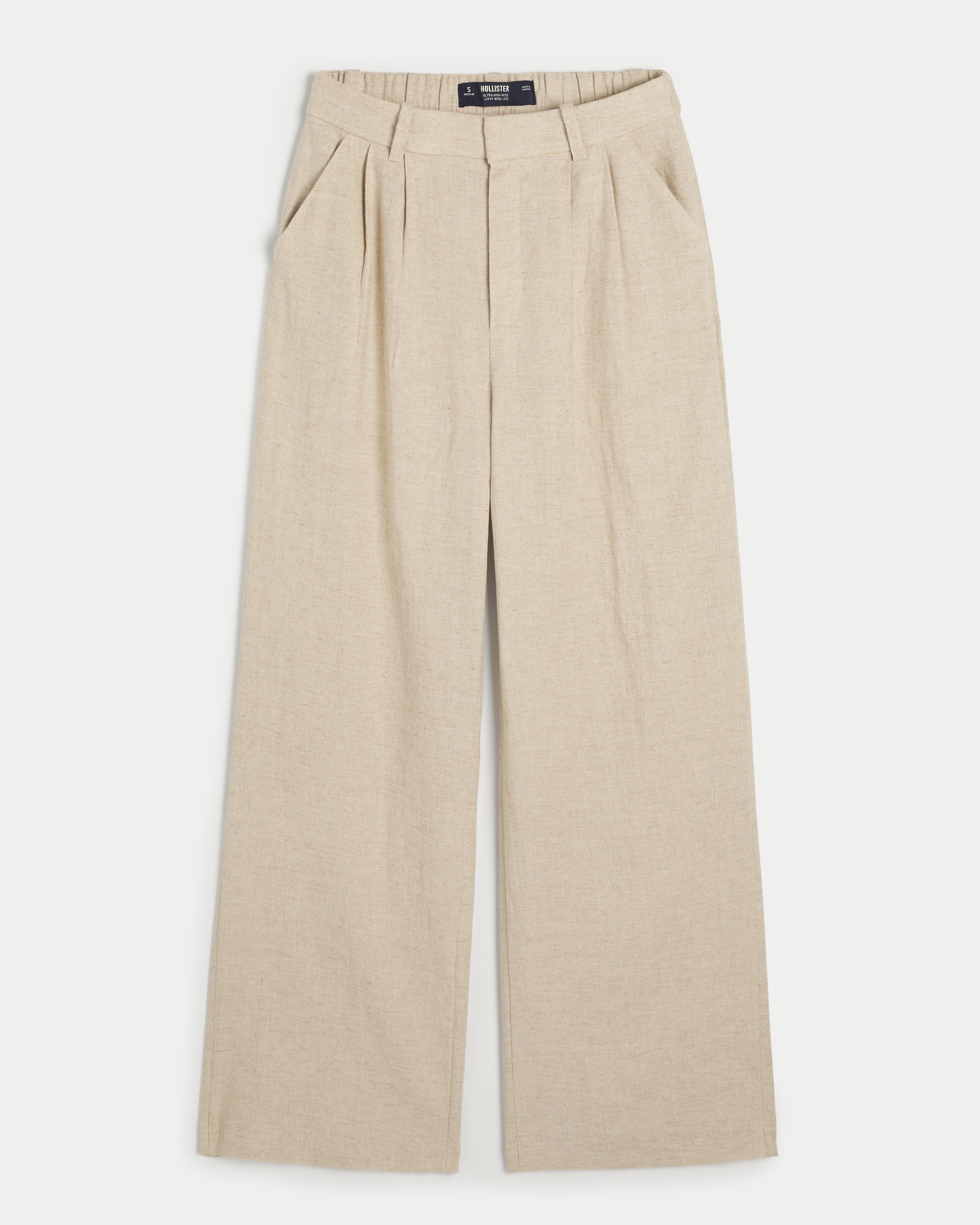 Hollister Livvy Ultra High-Rise Linen Blend Wide Leg Trousers