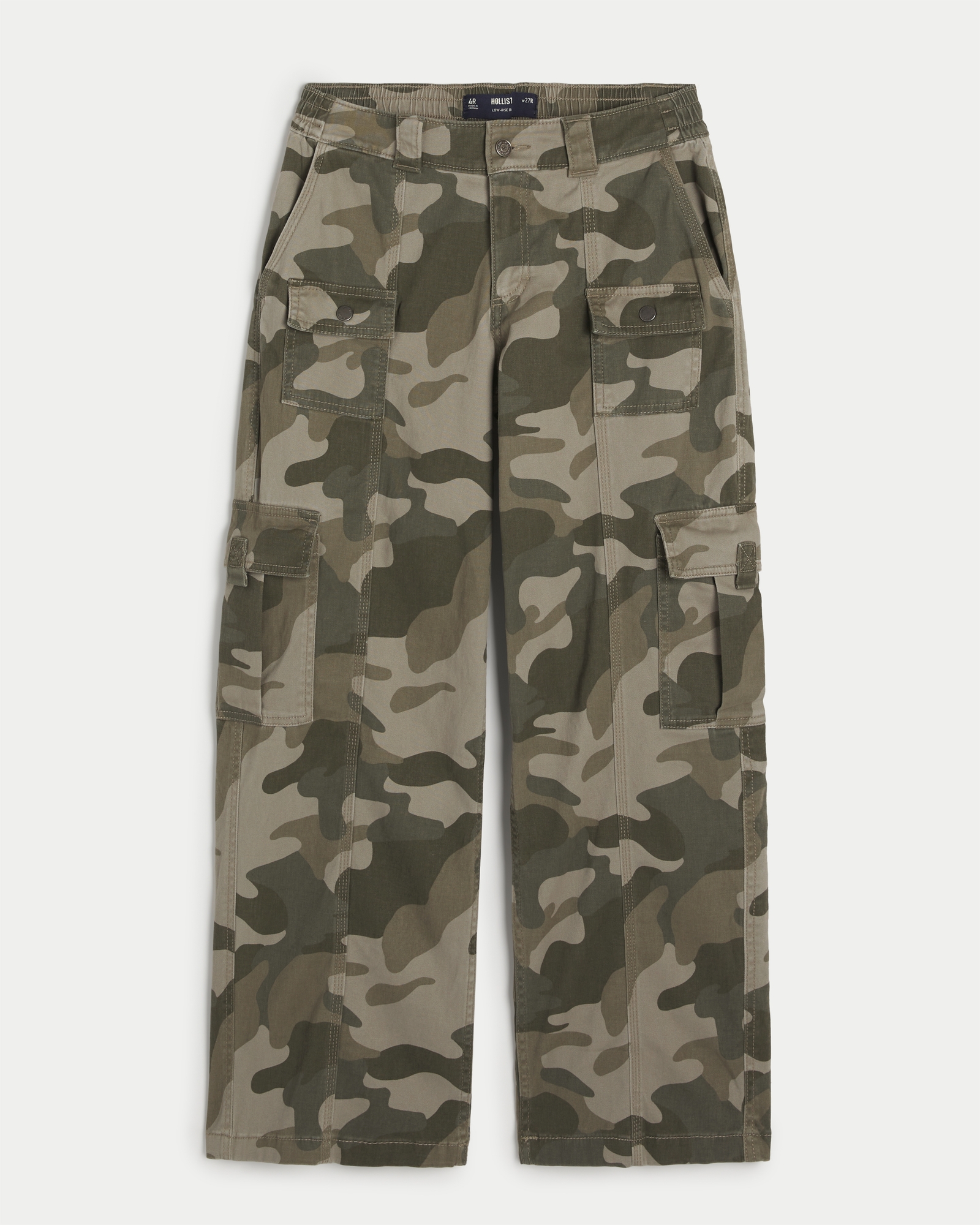 Green Flared Cargo Pants Camo Bellbottom Low Rise Trousers -  Canada
