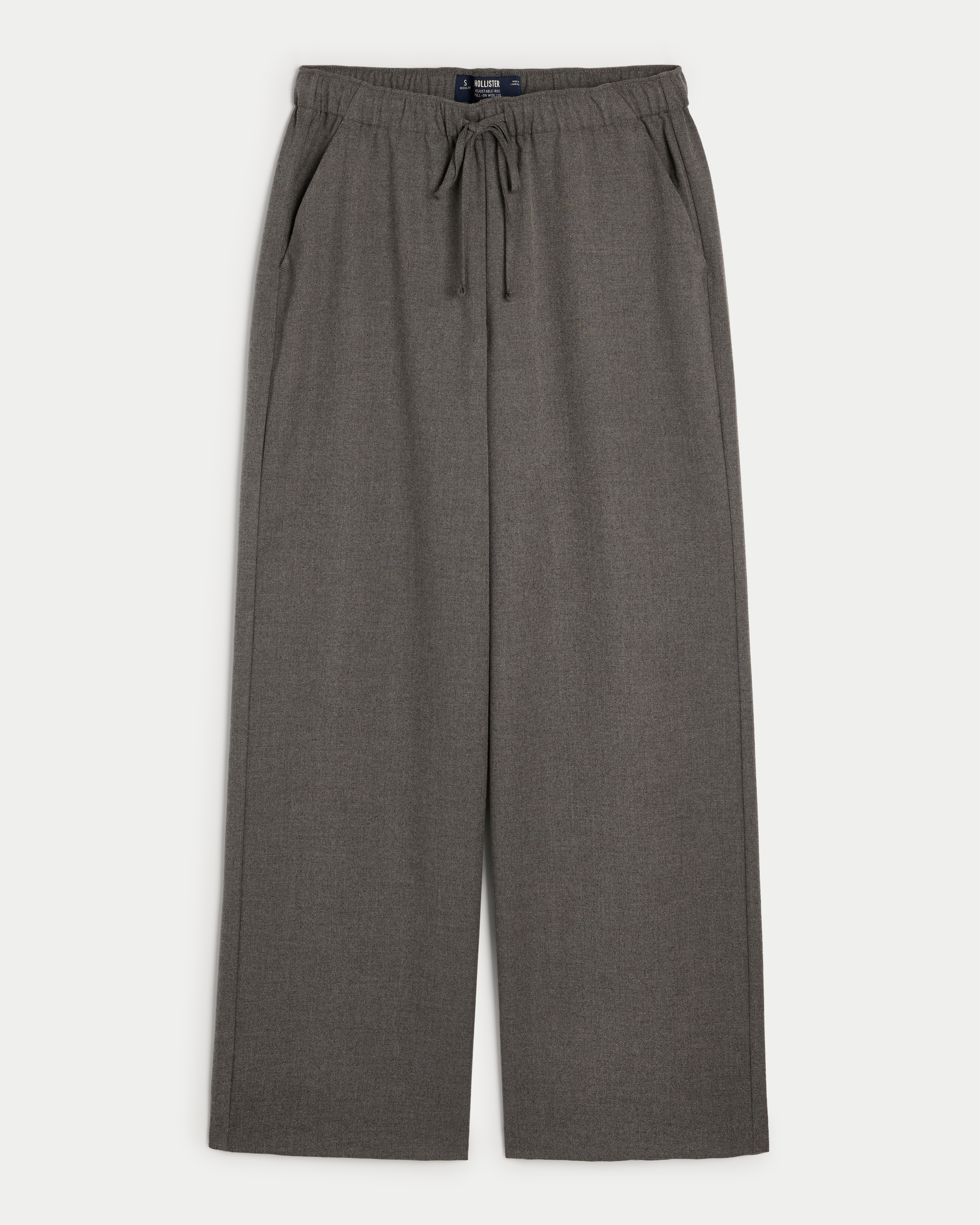 Women s Adjustable Rise Pull On Wide Leg Pants in Heather Grey Size XXS LONG from Hollister