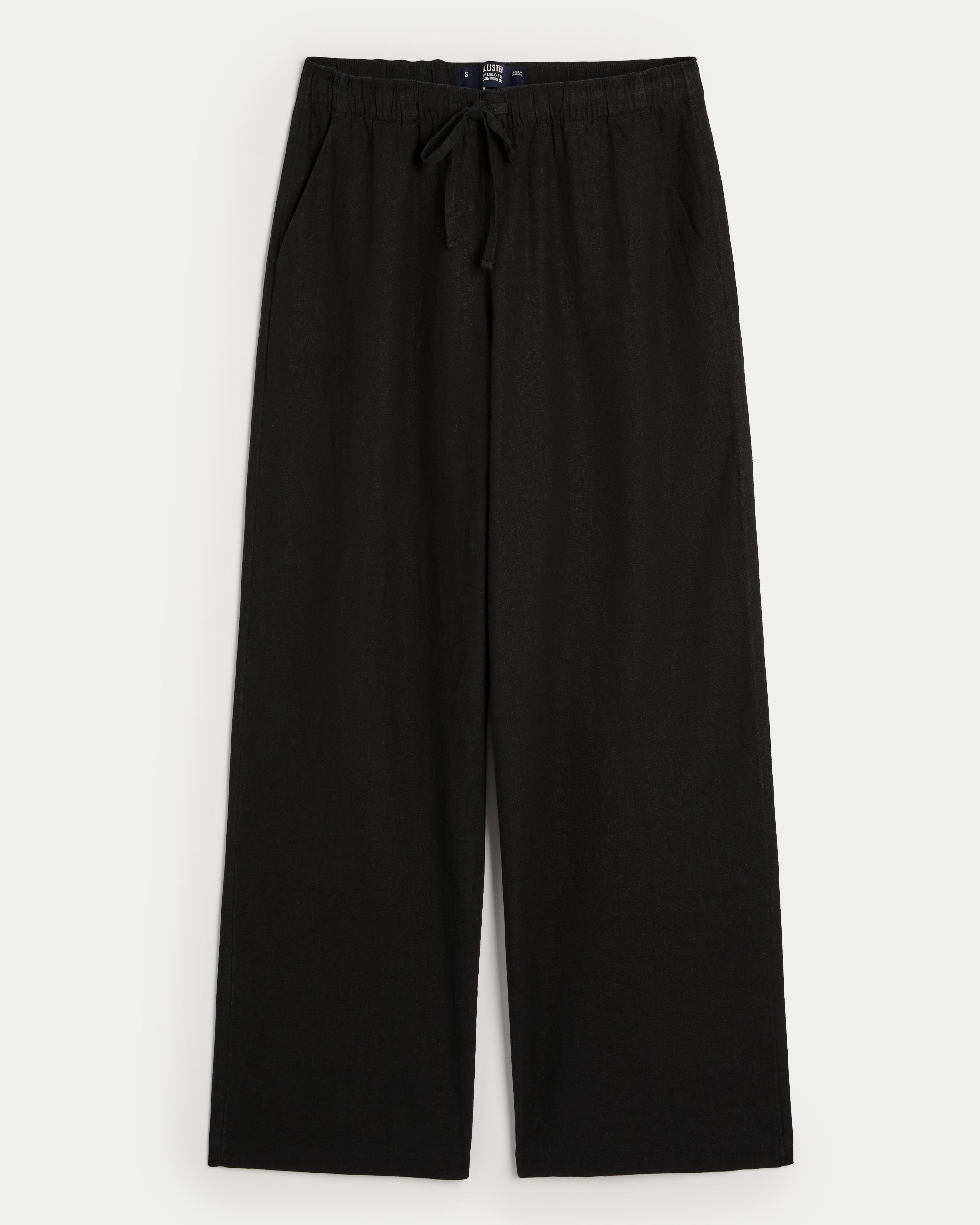 Adjustable Rise Linen-Blend Wide-Leg Pull-On Pants