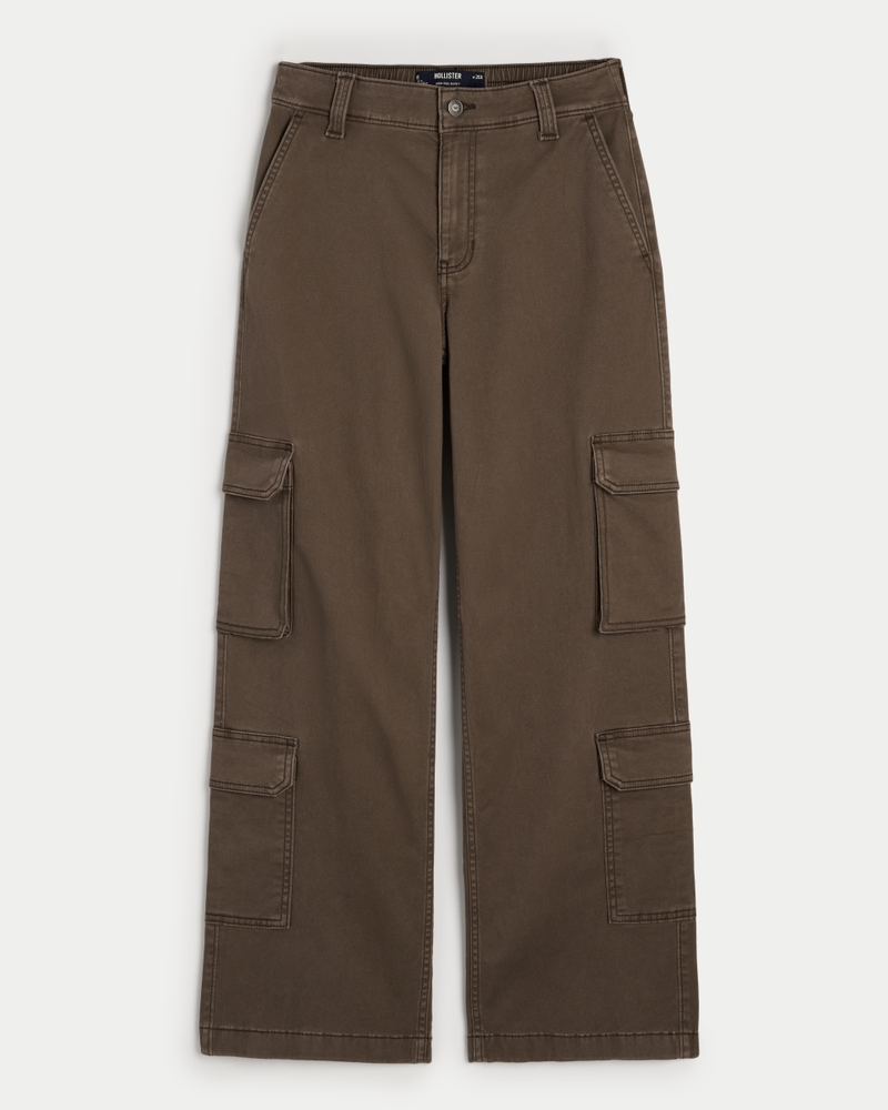 Women s High Rise Baggy 4 Pocket Cargo Pants in Dark Olive Green Size 000 R 00 R 23W from Hollister