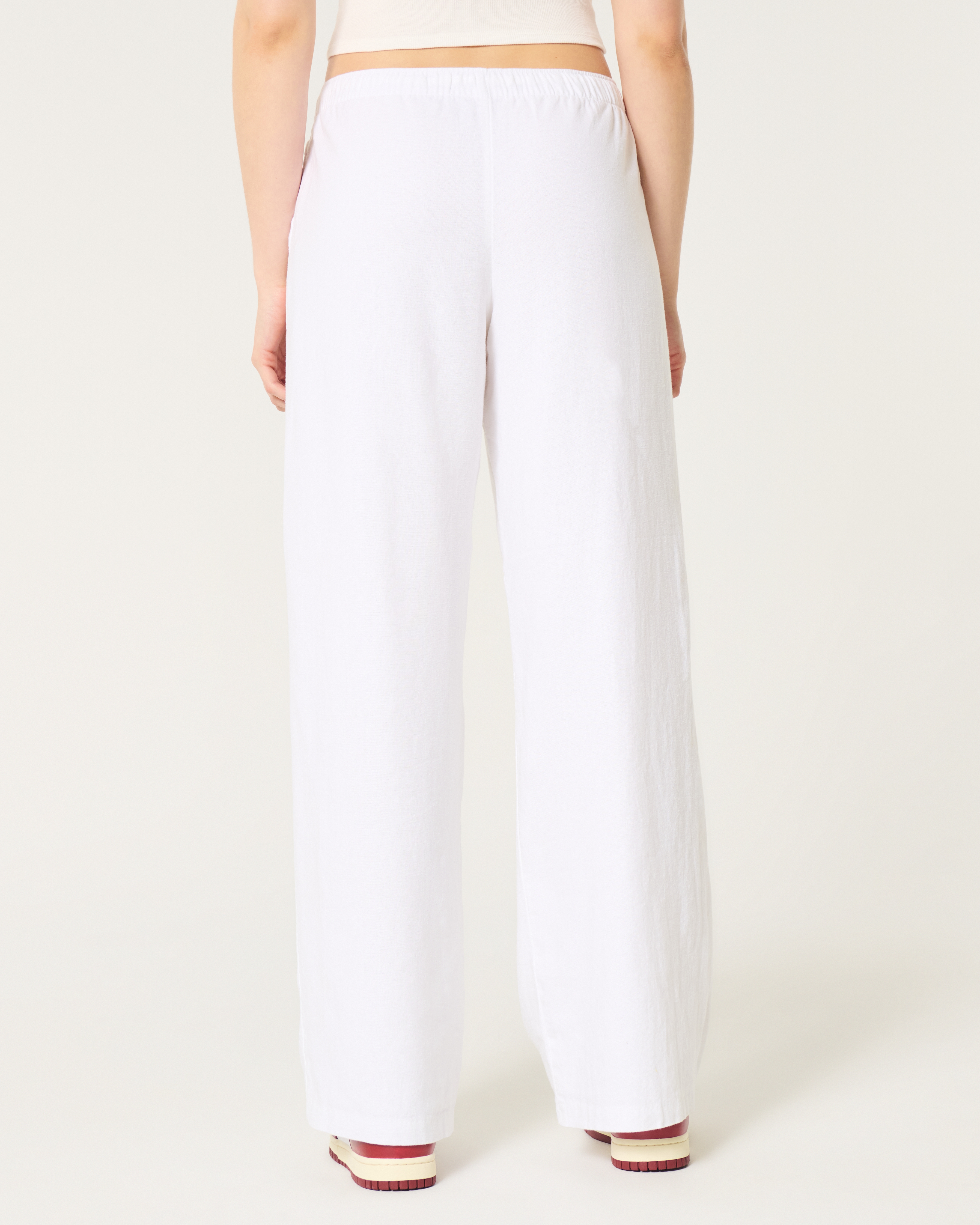 Hollister Ella Adjustable Rise Pull-On Linen-Blend Wide-Leg Pants
