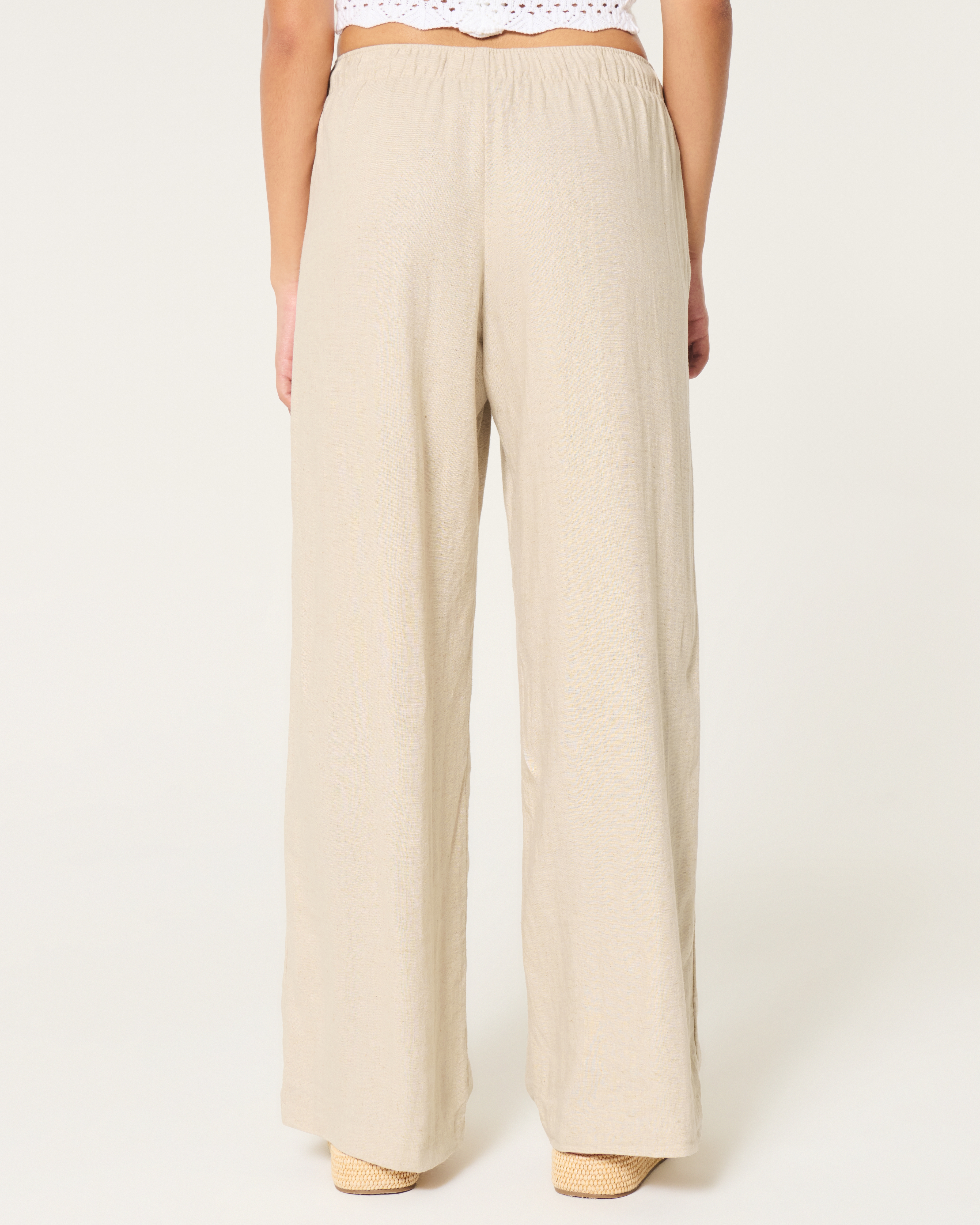 Hollister Ella Adjustable-Rise Pull-On Linen-Blend Pants