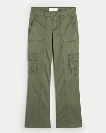 Women s Mid Rise Relaxed Cargo Boot Pants Women s Bottoms HollisterCo