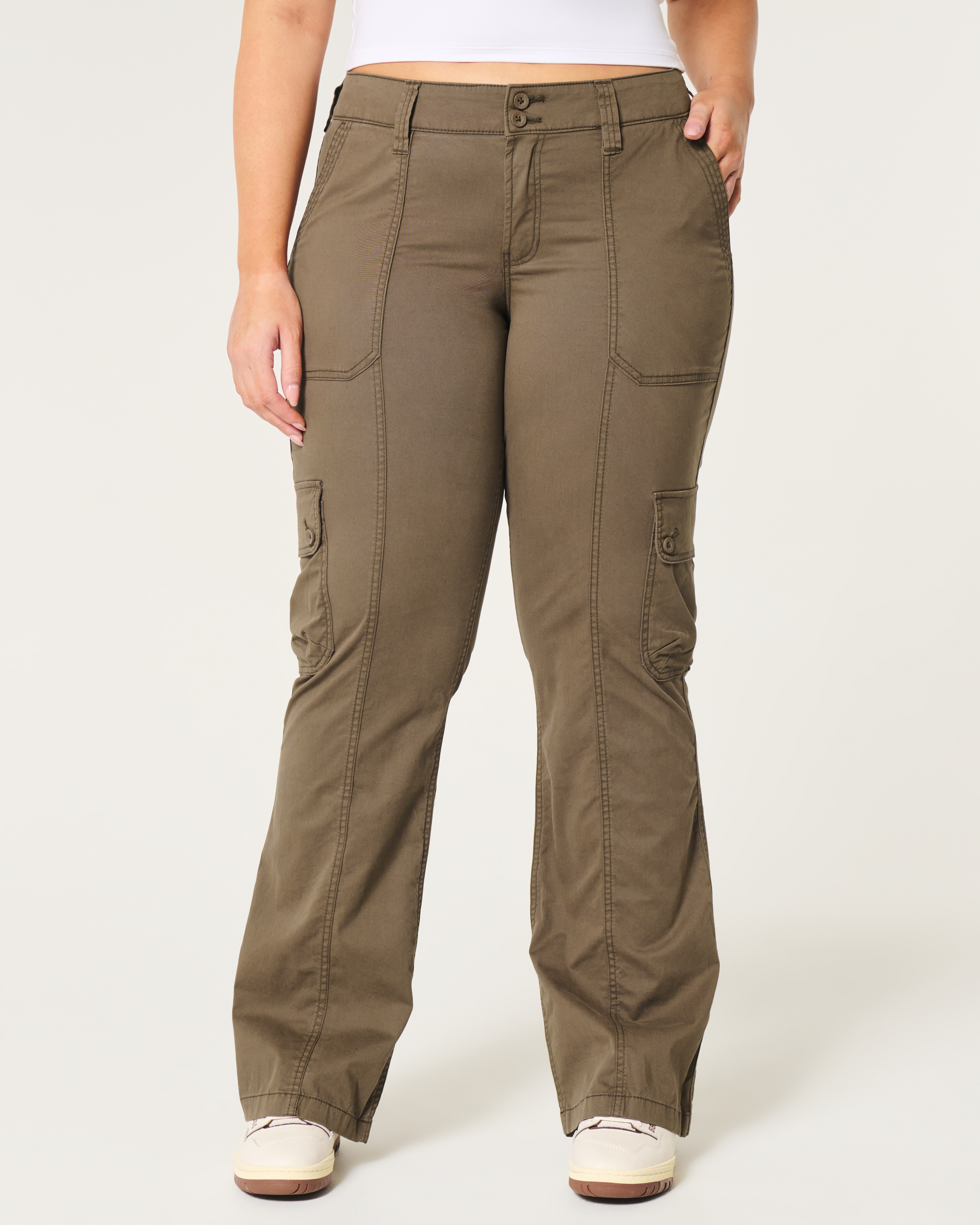 Mid-Rise Relaxed Cargo Boot Pants