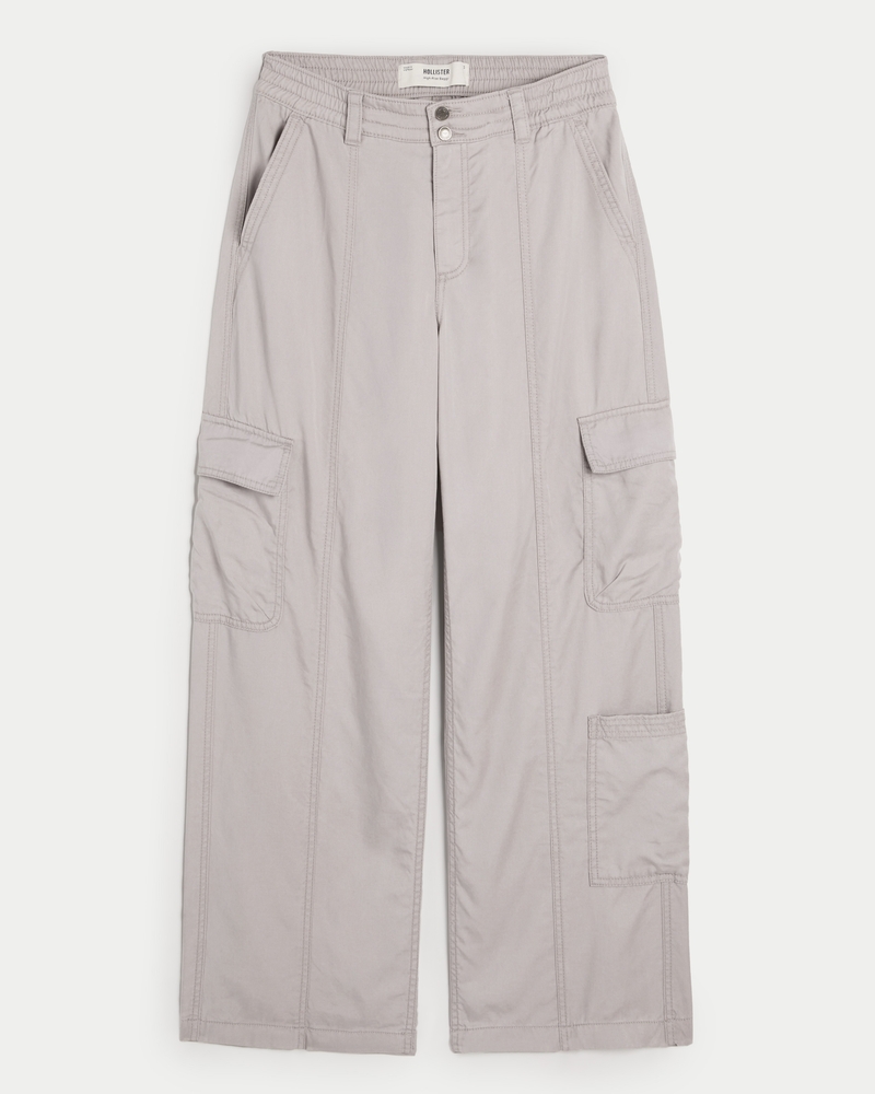 Women Navy Tencel Cargo Pants