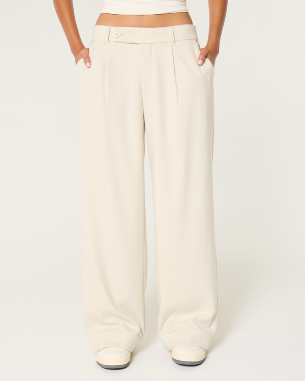 Hollister Livvy Low-Rise Wide-Leg Pants, Cream view 2
