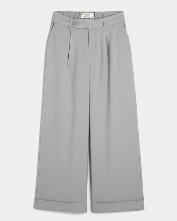 Hollister Livvy Low-Rise Wide-Leg Pants, Light Grey view 1