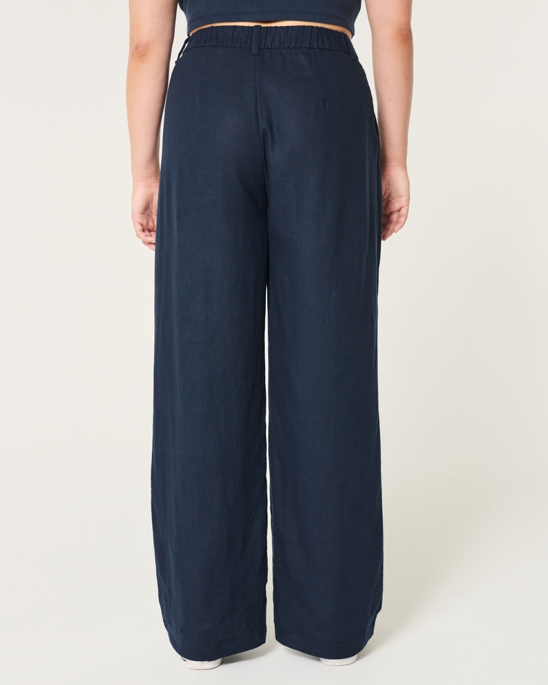 Hollister Livvy Ultra High-Rise Linen Blend Wide-Leg Pants