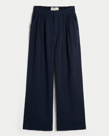 ameri⭐︎MEDI 2TUCK HIGH WAIST PANTS Women's Hollister Livvy Ultra High-Rise Linen Blend Wide-Leg