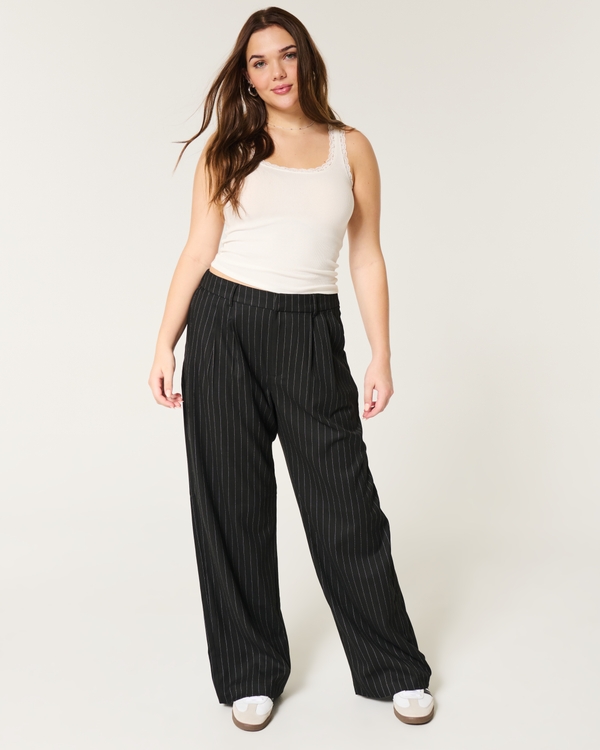 Hollister black and white striped pants best sale