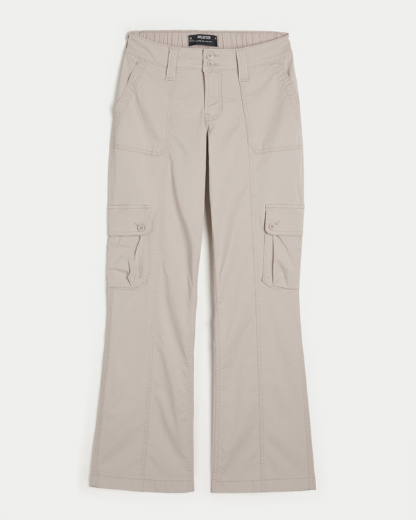 Mid-Rise Relaxed Boot Cargo Pants, Stone