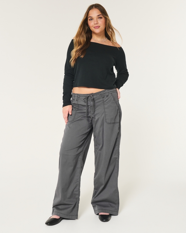 Low-Rise Super Baggy Pants, Charcoal Grey