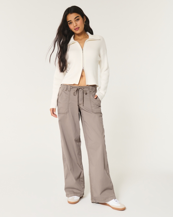 Low-Rise Super Baggy Pants, Taupe